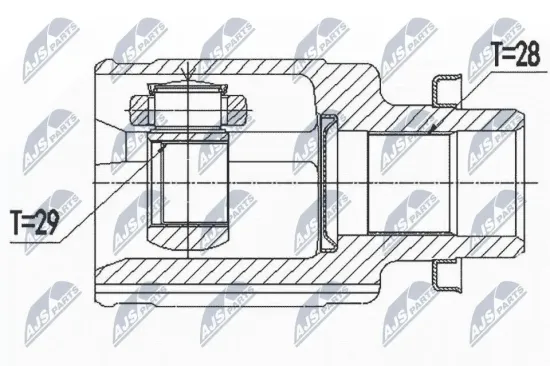 Gelenksatz, Antriebswelle Vorderachse rechts NTY NPW-SU-036 Bild Gelenksatz, Antriebswelle Vorderachse rechts NTY NPW-SU-036