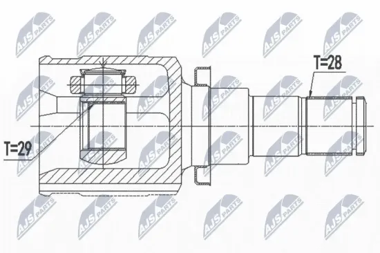 Gelenksatz, Antriebswelle Vorderachse links NTY NPW-SU-038 Bild Gelenksatz, Antriebswelle Vorderachse links NTY NPW-SU-038