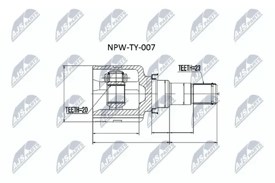 Gelenksatz, Antriebswelle Vorderachse links Vorderachse rechts NTY NPW-TY-007 Bild Gelenksatz, Antriebswelle Vorderachse links Vorderachse rechts NTY NPW-TY-007
