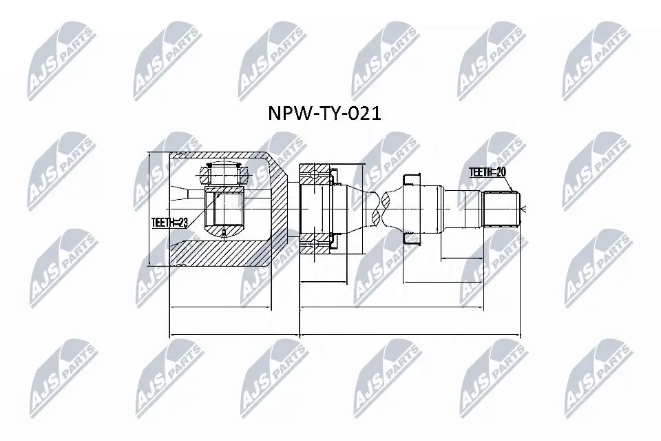 Gelenksatz, Antriebswelle getriebeseitig Vorderachse rechts NTY NPW-TY-021
