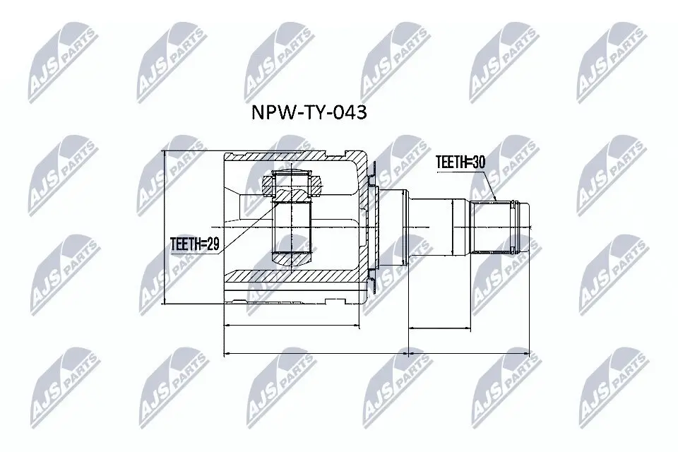 Gelenksatz, Antriebswelle Vorderachse links radseitig NTY NPW-TY-043