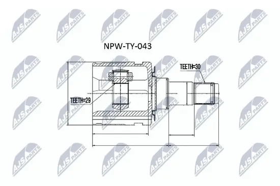 Gelenksatz, Antriebswelle Vorderachse links radseitig NTY NPW-TY-043 Bild Gelenksatz, Antriebswelle Vorderachse links radseitig NTY NPW-TY-043