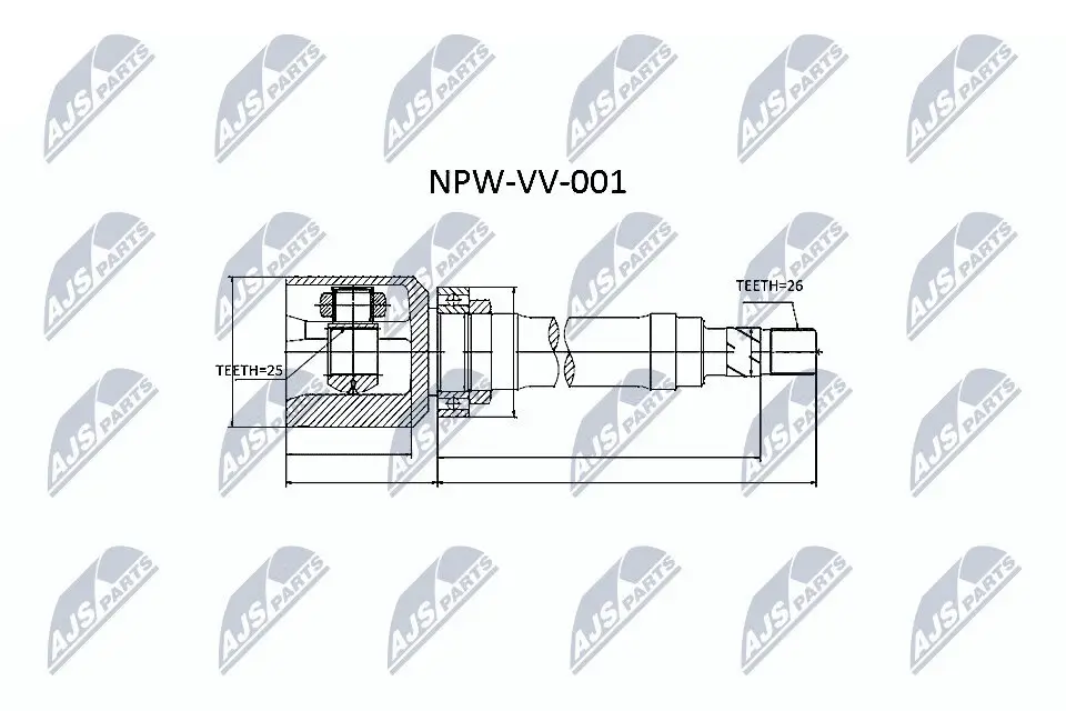 Gelenksatz, Antriebswelle Vorderachse rechts NTY NPW-VV-001