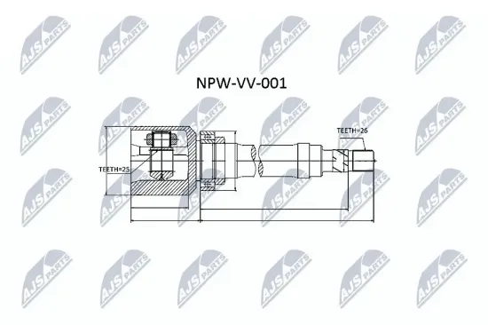 Gelenksatz, Antriebswelle Vorderachse rechts NTY NPW-VV-001 Bild Gelenksatz, Antriebswelle Vorderachse rechts NTY NPW-VV-001