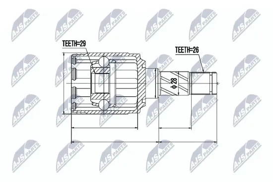 Gelenksatz, Antriebswelle Hinterachse getriebeseitig NTY NPW-VV-007 Bild Gelenksatz, Antriebswelle Hinterachse getriebeseitig NTY NPW-VV-007