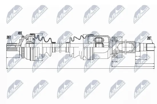 Antriebswelle Vorderachse Vorderachse rechts NTY NPW-VV-011 Bild Antriebswelle Vorderachse Vorderachse rechts NTY NPW-VV-011