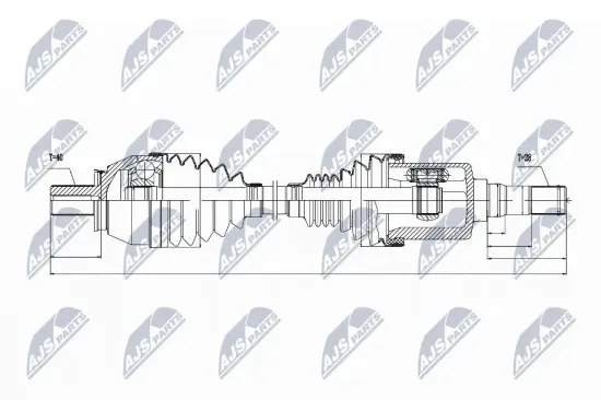 Antriebswelle Vorderachse Vorderachse links NTY NPW-VV-033 Bild Antriebswelle Vorderachse Vorderachse links NTY NPW-VV-033