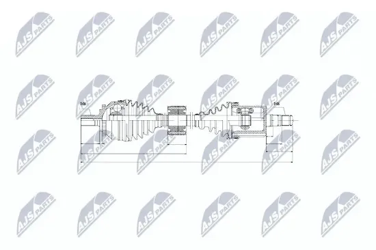 Antriebswelle Vorderachse Vorderachse links NTY NPW-VV-043 Bild Antriebswelle Vorderachse Vorderachse links NTY NPW-VV-043