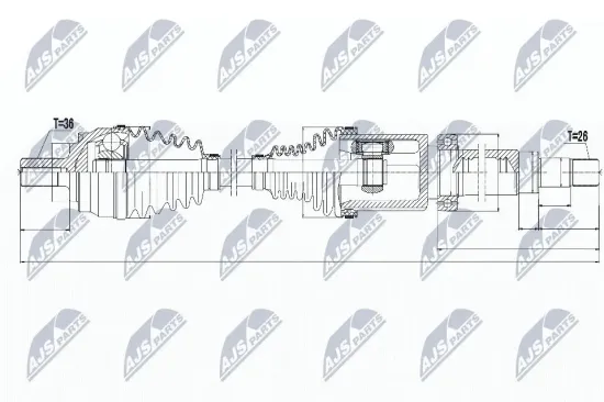 Antriebswelle Vorderachse rechts NTY NPW-VV-065 Bild Antriebswelle Vorderachse rechts NTY NPW-VV-065