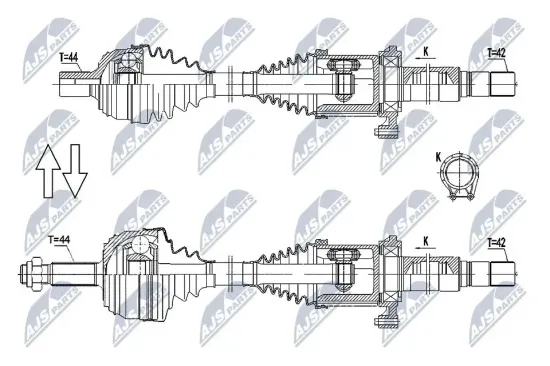 Antriebswelle Vorderachse rechts NTY NPW-VW-179 Bild Antriebswelle Vorderachse rechts NTY NPW-VW-179