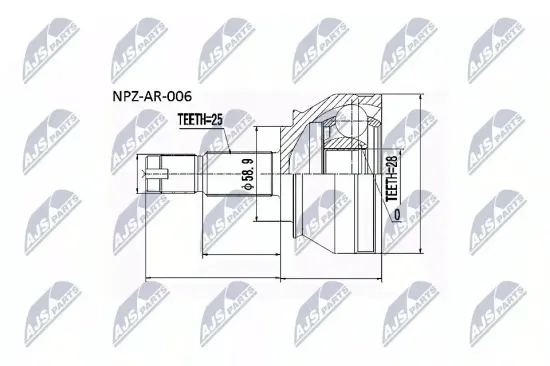 Gelenksatz, Antriebswelle NTY NPZ-AR-006 Bild Gelenksatz, Antriebswelle NTY NPZ-AR-006