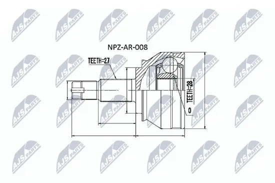 Gelenksatz, Antriebswelle radseitig NTY NPZ-AR-008 Bild Gelenksatz, Antriebswelle radseitig NTY NPZ-AR-008