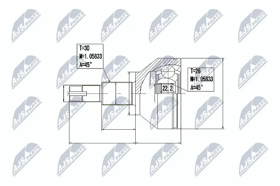 Gelenksatz, Antriebswelle Vorderachse rechts Vorderachse links NTY NPZ-AR-014