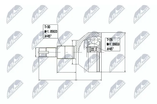 Gelenksatz, Antriebswelle Vorderachse rechts Vorderachse links NTY NPZ-AR-014 Bild Gelenksatz, Antriebswelle Vorderachse rechts Vorderachse links NTY NPZ-AR-014