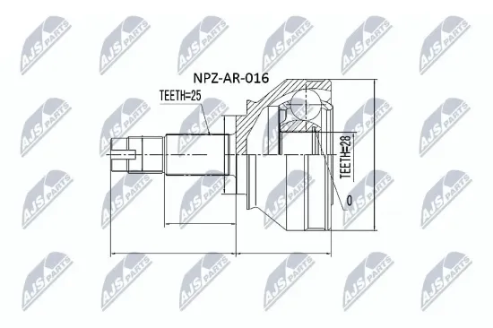 Gelenksatz, Antriebswelle Vorderachse links Vorderachse rechts NTY NPZ-AR-016 Bild Gelenksatz, Antriebswelle Vorderachse links Vorderachse rechts NTY NPZ-AR-016