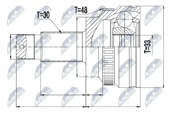 Gelenksatz, Antriebswelle radseitig Vorderachse NTY NPZ-BM-010 Bild Gelenksatz, Antriebswelle radseitig Vorderachse NTY NPZ-BM-010