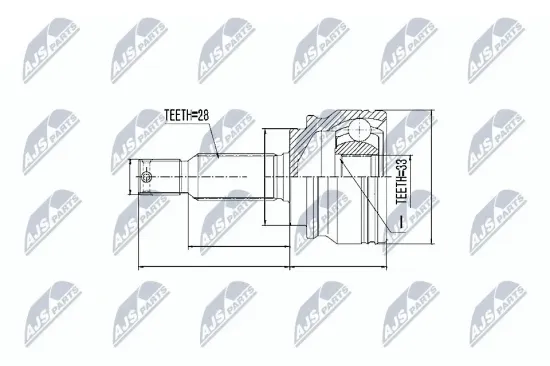 Gelenksatz, Antriebswelle Vorderachse radseitig NTY NPZ-CH-010 Bild Gelenksatz, Antriebswelle Vorderachse radseitig NTY NPZ-CH-010