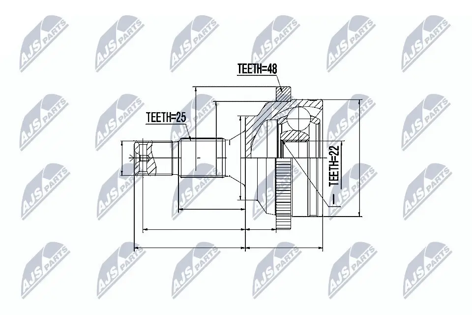 Gelenksatz, Antriebswelle Vorderachse rechts Vorderachse links NTY NPZ-CT-016
