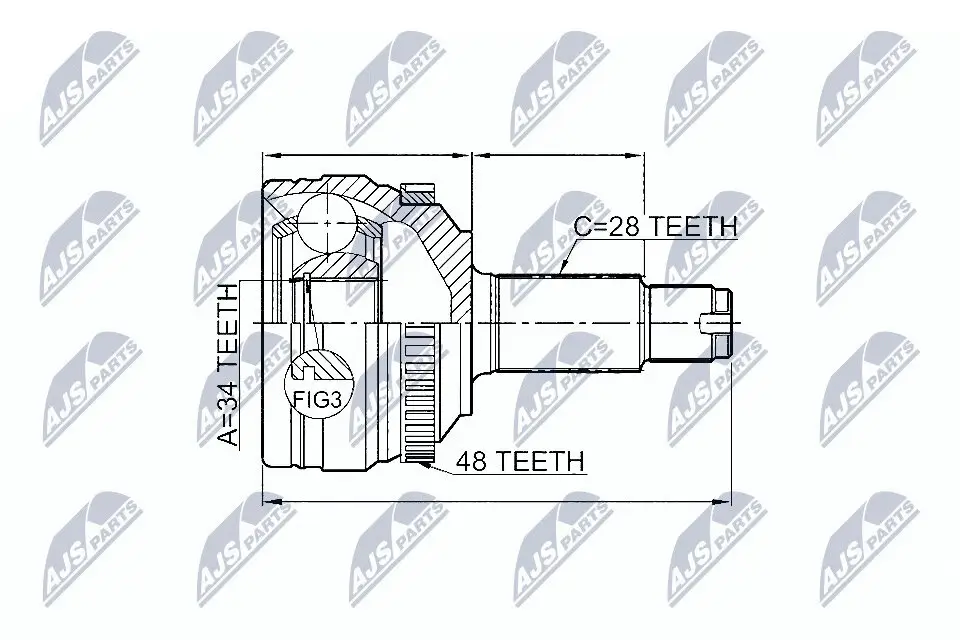 Gelenksatz, Antriebswelle Vorderachse radseitig NTY NPZ-DW-028