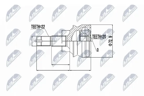 Gelenksatz, Antriebswelle radseitig NTY NPZ-FT-002 Bild Gelenksatz, Antriebswelle radseitig NTY NPZ-FT-002