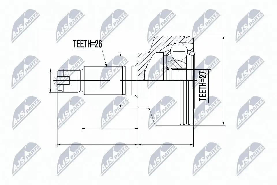 Gelenksatz, Antriebswelle radseitig Vorderachse links Vorderachse rechts getriebeseitig NTY NPZ-HD-063