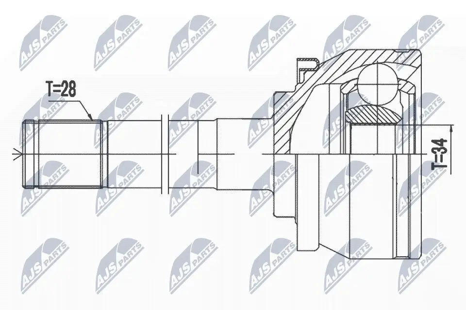 Gelenksatz, Antriebswelle Vorderachse radseitig NTY NPZ-HY-511