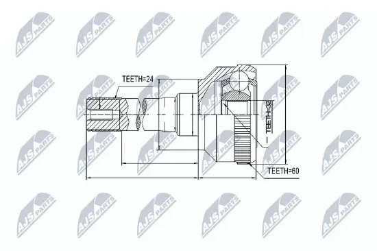 Gelenksatz, Antriebswelle Vorderachse rechts Vorderachse links NTY NPZ-LR-011 Bild Gelenksatz, Antriebswelle Vorderachse rechts Vorderachse links NTY NPZ-LR-011
