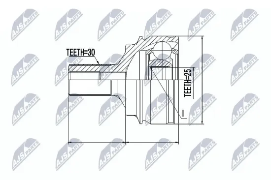 Gelenksatz, Antriebswelle Vorderachse radseitig NTY NPZ-ME-016 Bild Gelenksatz, Antriebswelle Vorderachse radseitig NTY NPZ-ME-016