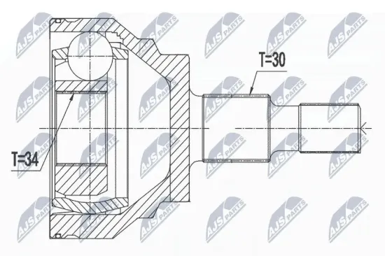 Gelenksatz, Antriebswelle radseitig Vorderachse NTY NPZ-ME-018 Bild Gelenksatz, Antriebswelle radseitig Vorderachse NTY NPZ-ME-018