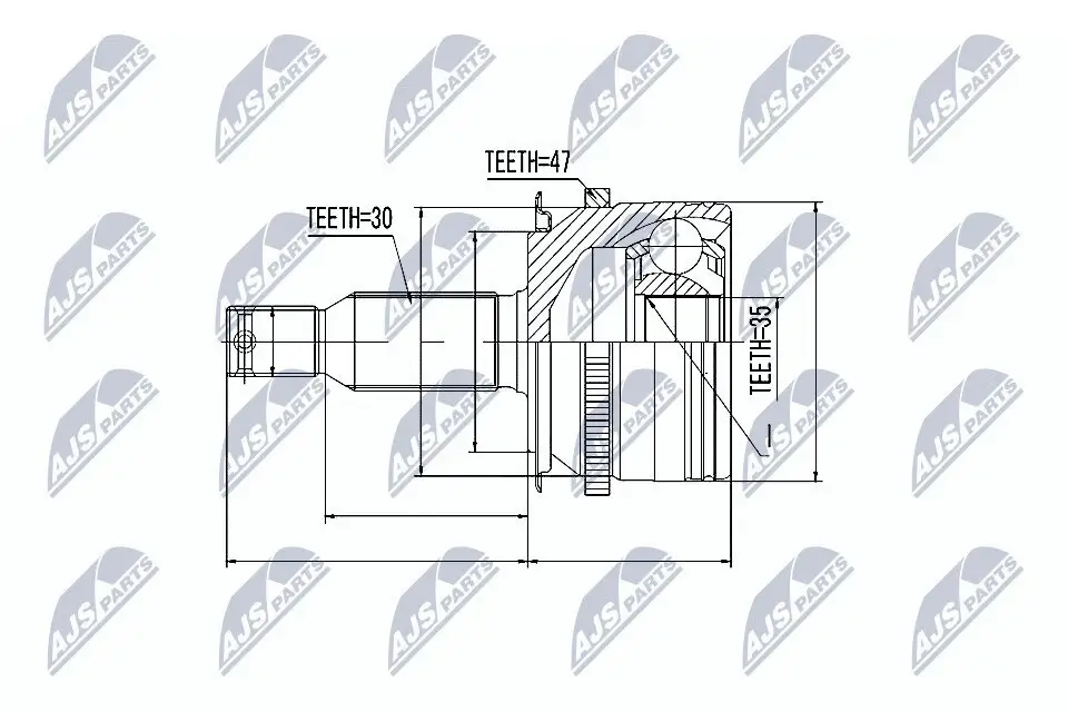 Gelenksatz, Antriebswelle Vorderachse links getriebeseitig NTY NPZ-MS-006