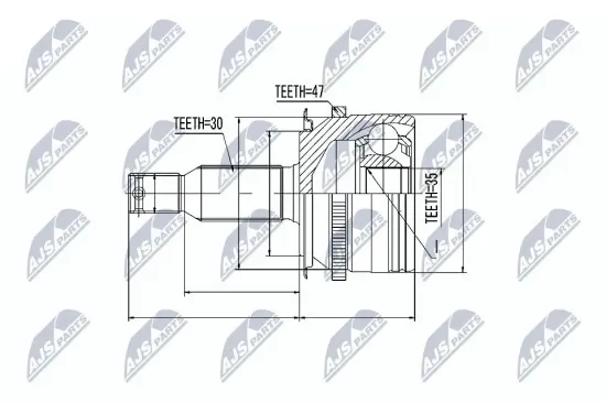 Gelenksatz, Antriebswelle Vorderachse links getriebeseitig NTY NPZ-MS-006 Bild Gelenksatz, Antriebswelle Vorderachse links getriebeseitig NTY NPZ-MS-006