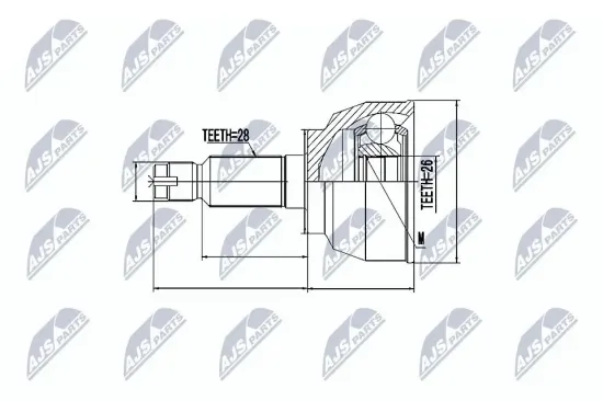 Gelenksatz, Antriebswelle radseitig Vorderachse NTY NPZ-MZ-042 Bild Gelenksatz, Antriebswelle radseitig Vorderachse NTY NPZ-MZ-042