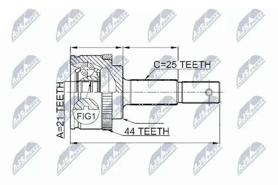 Gelenksatz, Antriebswelle Vorderachse links Vorderachse rechts radseitig NTY NPZ-NS-086 Bild Gelenksatz, Antriebswelle Vorderachse links Vorderachse rechts radseitig NTY NPZ-NS-086