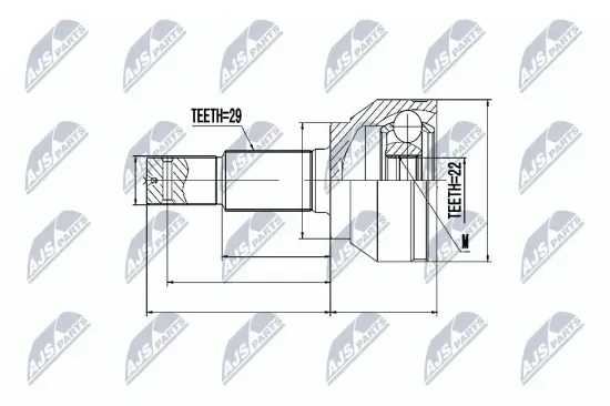 Gelenksatz, Antriebswelle radseitig Vorderachse NTY NPZ-NS-087 Bild Gelenksatz, Antriebswelle radseitig Vorderachse NTY NPZ-NS-087