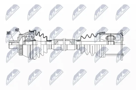 Antriebswelle Vorderachse links Vorderachse Vorderachse rechts NTY NPW-AU-006 Bild Antriebswelle Vorderachse links Vorderachse Vorderachse rechts NTY NPW-AU-006