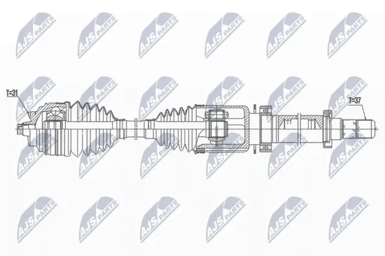 Antriebswelle Vorderachse rechts NTY NPW-BM-172 Bild Antriebswelle Vorderachse rechts NTY NPW-BM-172