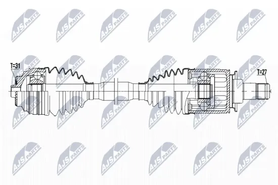 Antriebswelle Hinterachse rechts NTY NPW-BM-181 Bild Antriebswelle Hinterachse rechts NTY NPW-BM-181