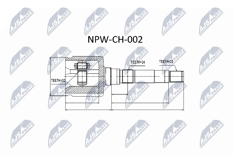 Gelenksatz, Antriebswelle Vorderachse rechts NTY NPW-CH-002