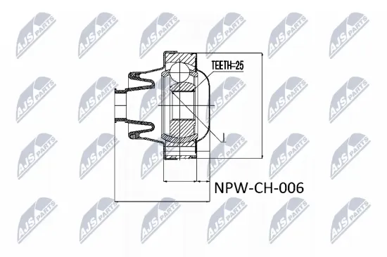 Gelenk, Gelenkwelle radseitig NTY NPW-CH-006 Bild Gelenk, Gelenkwelle radseitig NTY NPW-CH-006