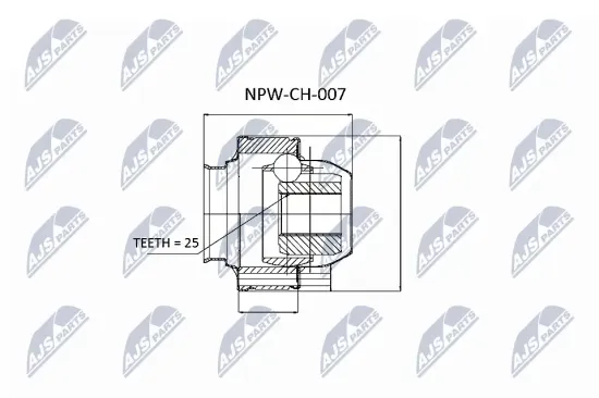 Gelenksatz, Antriebswelle Hinterachse Hinterachse links Hinterachse rechts NTY NPW-CH-007 Bild Gelenksatz, Antriebswelle Hinterachse Hinterachse links Hinterachse rechts NTY NPW-CH-007