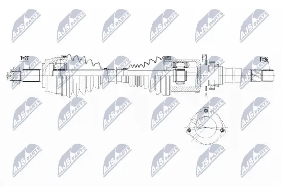 Antriebswelle Vorderachse rechts NTY NPW-CH-040 Bild Antriebswelle Vorderachse rechts NTY NPW-CH-040
