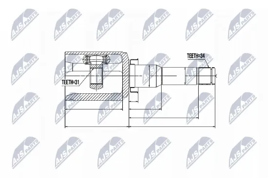 Gelenksatz, Antriebswelle Vorderachse links getriebeseitig NTY NPW-DW-017 Bild Gelenksatz, Antriebswelle Vorderachse links getriebeseitig NTY NPW-DW-017