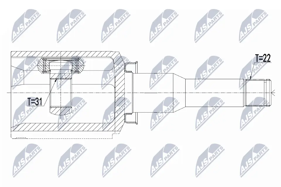 Gelenksatz, Antriebswelle Vorderachse links getriebeseitig NTY NPW-DW-030