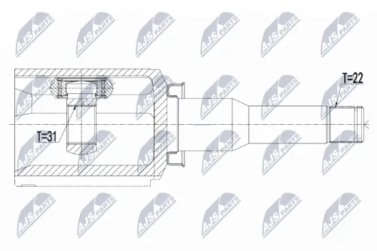 Gelenksatz, Antriebswelle Vorderachse links getriebeseitig NTY NPW-DW-030 Bild Gelenksatz, Antriebswelle Vorderachse links getriebeseitig NTY NPW-DW-030