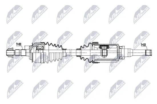 Antriebswelle Vorderachse Vorderachse rechts Vorderachse links NTY NPW-HD-031 Bild Antriebswelle Vorderachse Vorderachse rechts Vorderachse links NTY NPW-HD-031