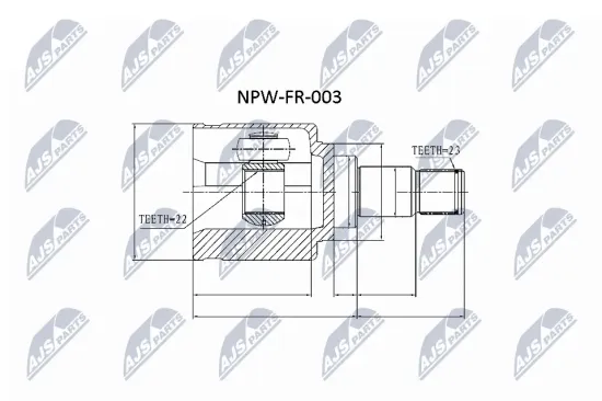 Gelenksatz, Antriebswelle Vorderachse links getriebeseitig NTY NPW-FR-003 Bild Gelenksatz, Antriebswelle Vorderachse links getriebeseitig NTY NPW-FR-003