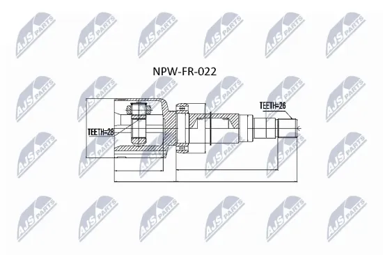 Gelenksatz, Antriebswelle Vorderachse links radseitig NTY NPW-FR-022 Bild Gelenksatz, Antriebswelle Vorderachse links radseitig NTY NPW-FR-022