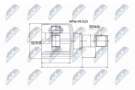 Gelenksatz, Antriebswelle Vorderachse links getriebeseitig NTY NPW-FR-023 Bild Gelenksatz, Antriebswelle Vorderachse links getriebeseitig NTY NPW-FR-023