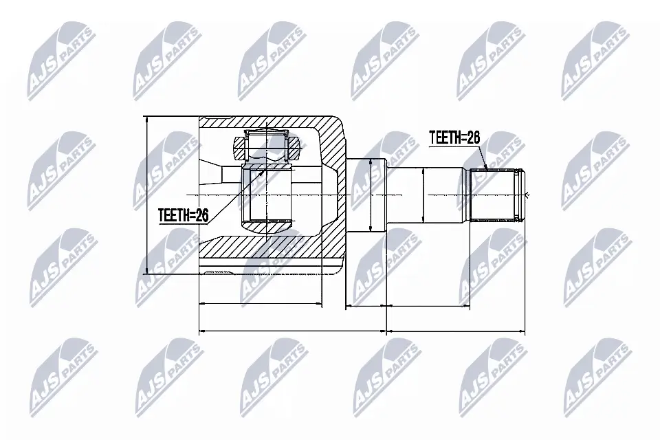 Gelenksatz, Antriebswelle Vorderachse links getriebeseitig NTY NPW-FR-036