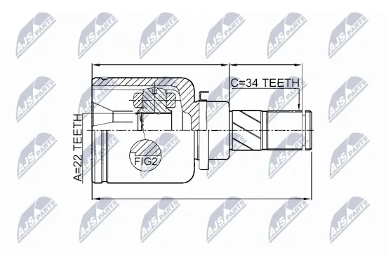 Gelenksatz, Antriebswelle Vorderachse links getriebeseitig radseitig NTY NPW-FR-051 Bild Gelenksatz, Antriebswelle Vorderachse links getriebeseitig radseitig NTY NPW-FR-051
